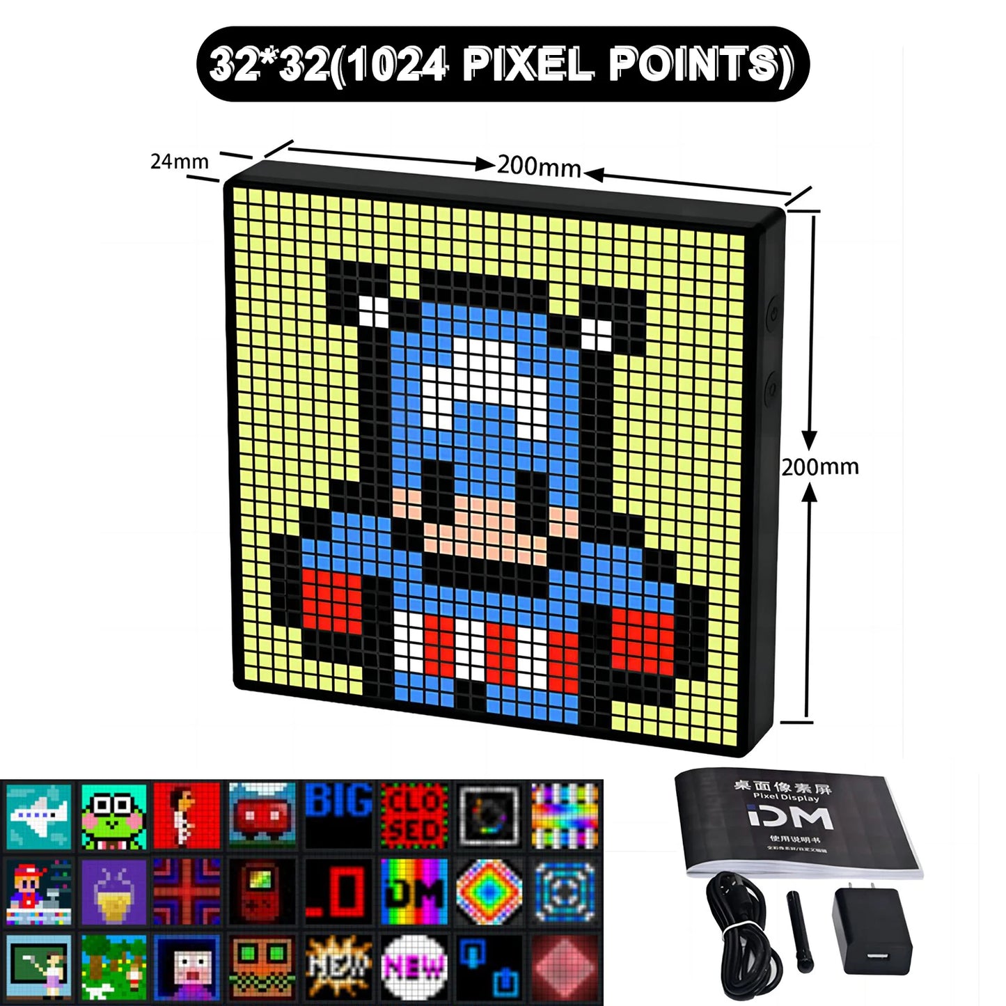 LED Pixel APP Cellphone Control Display 32X32 Programmable Night Light LED Screen for Gaming Decoration Business Advertisement