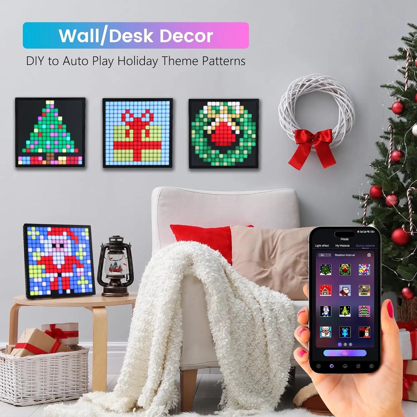 Smart LED Matrix Pixel Screen Display APP Control Programmable Night Light Digital Pixel Photo Frame Game Room Decor Art Display